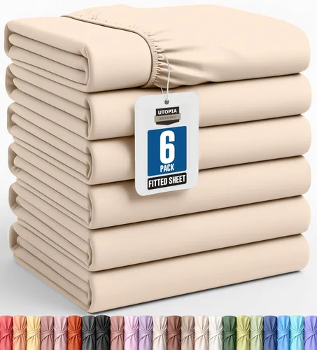 Vista 7 de Utopia Bedding - Paquete a granel de 2 sábanas bajeras ajustadas de microfibra cepillada suave con bolsillos profundos, resistentes al encogimiento