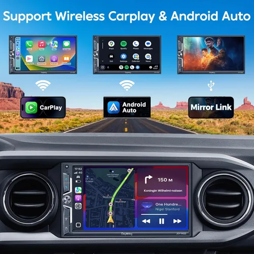 Vista 8 de SJoyBring Estéreo QLED de doble DIN para automóvil de 7 pulgadas, inalámbrico Apple CarPlay y Android Auto, 240 W 4.2 CHN, SWC, Bluetooth, radio