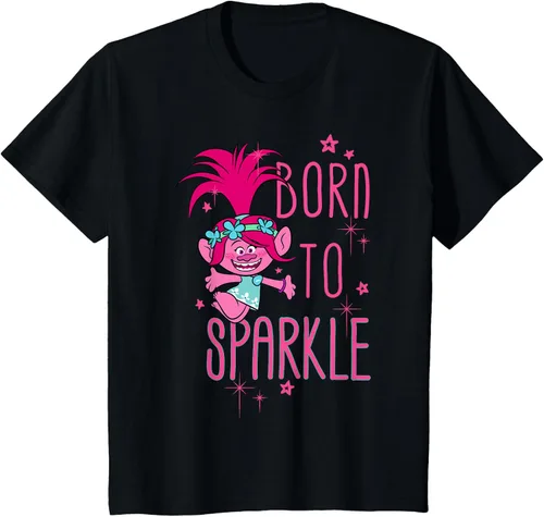 Vista 45 de DreamWorks Trolls Camiseta Born to Sparkle Negro