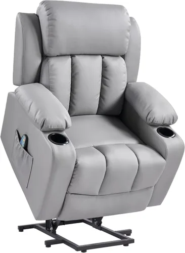 Vista 14 de FLEXISPOT XL31 - Silla reclinable con elevación eléctrica para ancianos, silla elevadora eléctrica con masaje y calor, sofá reclinable de piel Negro