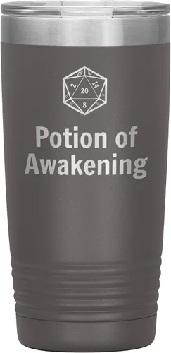 Vista 9 de Vaso D20 Potion of Awakening de 20 onzas, regalo novedoso para D&D Cup Dnd Dungeons and Dragons, vasos aislados Negro
