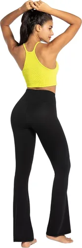 Vista 6 de Sunzel Leggings acampanados, pantalones de yoga cruzados con control de abdomen, cintura alta y pierna ancha