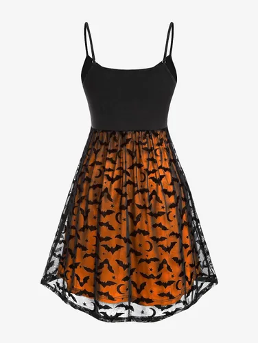 Vista 3 de Rosegal - Vestidos de talla grande para mujer, sin mangas, con cuello en V, gótico, vintage, de los años 50, con tirantes delgados, vestido largo