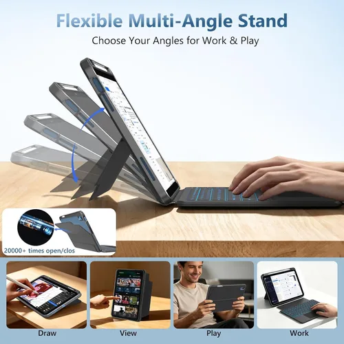 Vista 7 de FUWANG Funda para iPad (A16) de 11ª/10ª generación con teclado, soporte