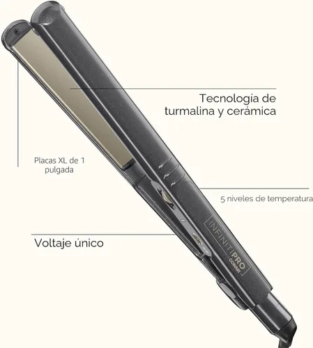 Vista 2 de INFINITIPRO BY CONAIR Plancha plana de cerámica turmalina, 1 pulgada, color morado