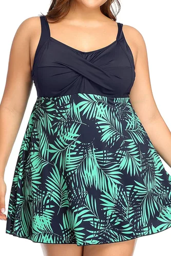 Vista 5 de PERONA Traje de baño de una pieza para mujer, talla grande, estampado retro, traje de baño pin up