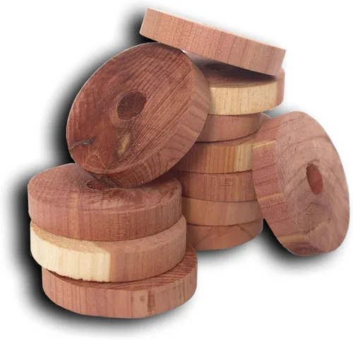 Vista 16 de Household Essentials 26140 CedarFresh - Juego de 4 perchas de madera de cedro rojo con barra fija y gancho giratorio, color marrón y rojo
