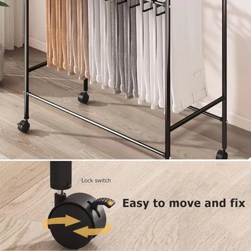 Vista 5 de Slide Out Pants Rack Closet Hanger Bar Pull Trousers Tie Belts Scarf Racks Top Mounted Wardrobe Clothes for Closet Retractable,Space-Saving Rolling