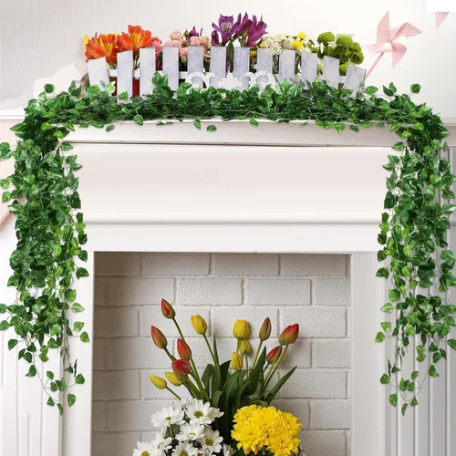 Vista 4 de Hotop Paquete de 72 enredaderas falsas de 472 pies para decoración de habitación, 72 hebras estéticas de hiedra artificial, plantas colgantes