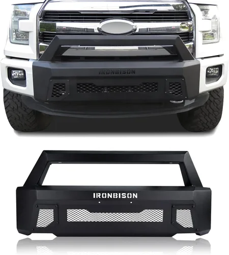 Vista 10 de Parachoques delantero IRONBISON compatible con camioneta Ford F150 2015-2017 con protector de parachoques F150 con 2 luces antiniebla LED, se puede