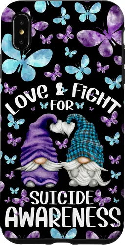 Vista 11 de iPhone 16 Purple Gnome With Cute Butterfly Pattern Suicide Awareness Case