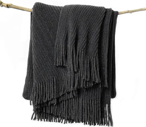 Vista 10 de lifein Manta de felpilla de 50 x 60 pulgadas, suave manta de punto bohemio para sofá, acogedora decoración de casa de campo, manta ligera para todas