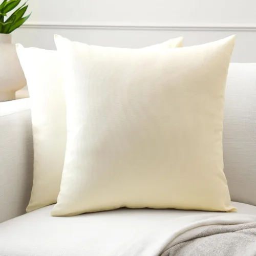 Vista 61 de Encasa XO Juego de 2 fundas de almohada de 12 x 12 pulgadas, color beige, sin rellenos, fundas de almohada de algodón para sala de estar, cama