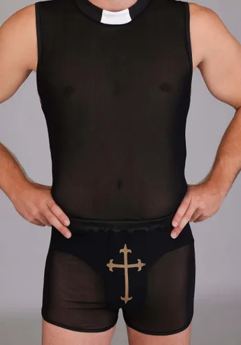 Vista 7 de Disfraz Sexy de Sacerdote de Malla para Hombre Multicolor