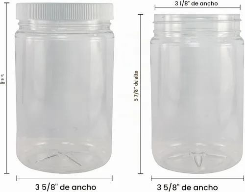 Vista 2 de Pinnacle Mercantile Tarros de plástico con tapas forradas de rosca, paquete de 6 recipientes de almacenamiento de alimentos de boca ancha de 32 onzas