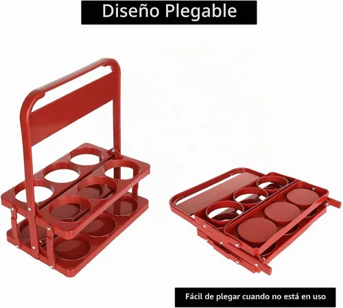 Vista 5 de Grubhub - Portabidoras de bebidas de plástico con asa, 3 unidades, plegable, de plástico, para 6 tazas, reutilizable, para entrega de botellas