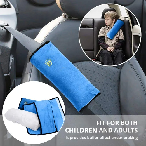 Vista 2 de 2 almohadas azules para cinturón de seguridad para niños, almohada para cinturón de seguridad de bebé, protector de almohada de asiento de automóvil