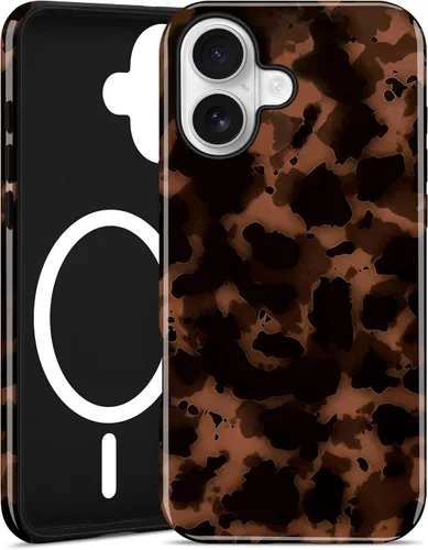 Vista 19 de Jusy Compatible con MagSafe Brown Tortoise Shell Print Phone Case para iPhone 7/8/SE, funda protectora magnética de lujo de TPU suave
