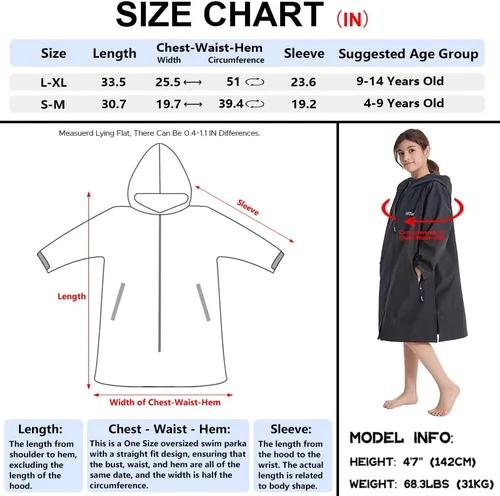 Vista 2 de Hiturbo Parka de natación impermeable para niños abrigo de natación resistente al viento, forro polar fino, chaqueta de nadador de gran