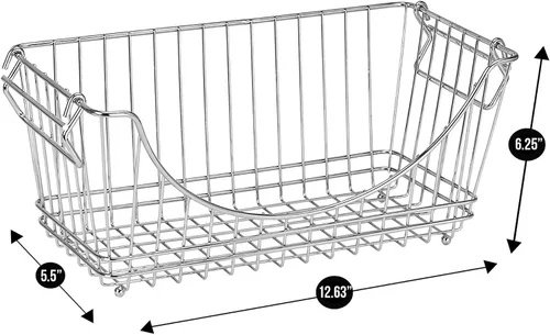 Vista 3 de Canastas apilables Pro-Mart cromadas (juego de 2 unidades), Metal, Cromado, M