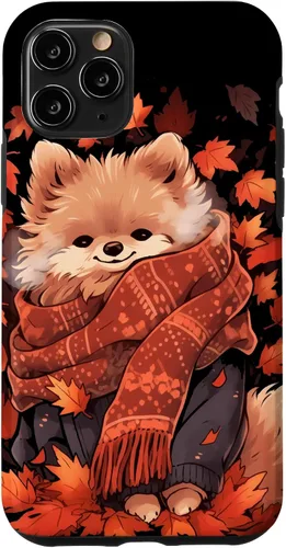 Vista 29 de Pomeranian Pom Autumn Fall Leaves Dog Thanksgiving Case for iPhone 17