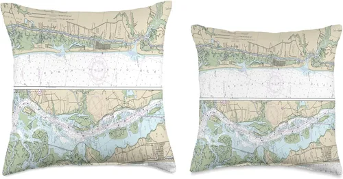 Vista 3 de 15 Degrees East Nautical Chart-Ocean Isle Beach, SC - Almohada de 16 x 16 pulgadas, multicolor