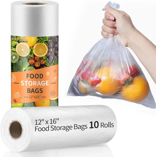 Vista 9 de Bolsas de almacenamiento de alimentos de 12 x 16 pulgadas, bolsa de plástico transparente, bolsas de plástico desechables para alimentos y verduras