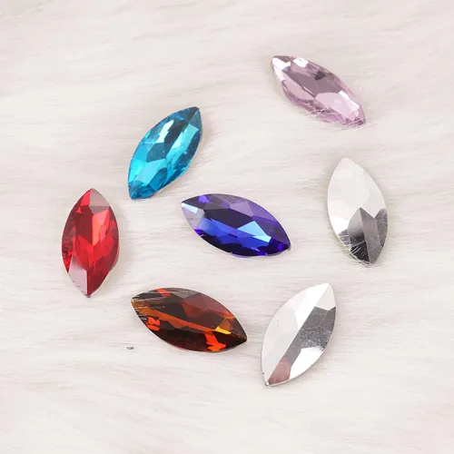 Vista 4 de Diamantes de imitación grandes de cristal de 0.512 x 1.063 in, piedras preciosas en forma de ojo de caballo para manualidades, fabricación de joyas