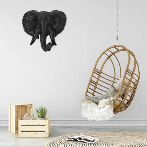 Vista 6 de Luxshiny Decoración de pared de cabeza de elefante, escultura de animales 3D, resina para colgar en la pared, arte africano de vida silvestre