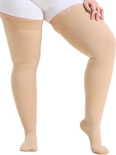 Vista 16 de TOFLY® Calcetines de compresión altos hasta el muslo para mujeres y hombres, punta cerrada de 15-20 mmHg, medias de compresión médica graduadas