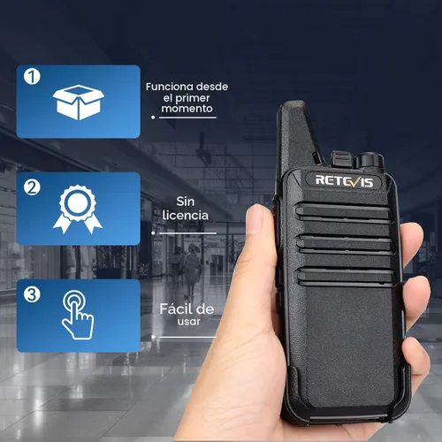 Vista 5 de Retevis RT22 Walkie Talkies Mini, radio bidireccional recargable de largo alcance, radio de 2 vías pequeña, VOX portátil, para negocios, negocios