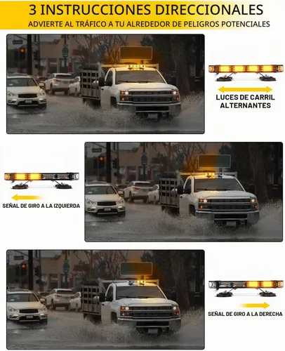 Vista 5 de LUMENIX Barra de luz estroboscópica de emergencia para techo con 72 luces LED con panel de control, base magnética, advertencia intermitente, barra