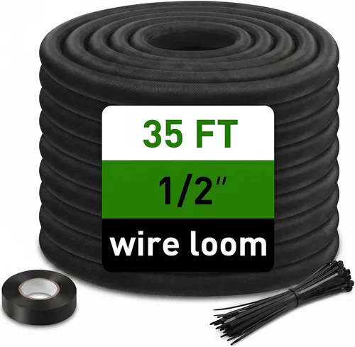 Vista 12 de Funda de organización de cables divididos de 10 pies, protector de cable de telar de alambre para cables de arnés automotriz de alta temperatura