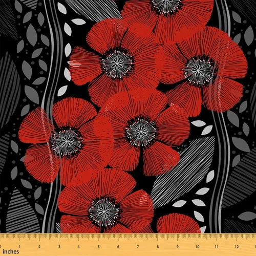 Vista 14 de Feelyou The Yard - Tela para tapicería de té de la tarde, tazas de té de estilo vintage, tela de tapicería floral para sillas, flores de rosas