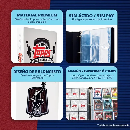 Vista 5 de Topps Carpeta – Carpeta de 9 bolsillos, material duradero de alta calidad, 35 páginas de carga superior, capacidad de 450 tarjetas, carpeta