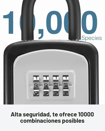 Vista 3 de Caja de seguridad Puroma para llaves, caja de seguridad con combinación de 4 dígitos, caja de seguridad portátil para la pared con código