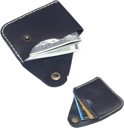 Vista 44 de Leather Card Holder Wallet, Compact Design with Slots for Cards and Cash (light brown)