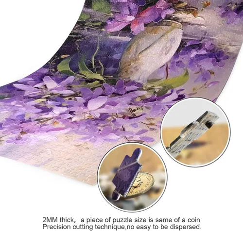 Vista 3 de Purple Flower Jigsaw Puzzles 500 Pieces for Adults with Mesh Storage Bag 2011811