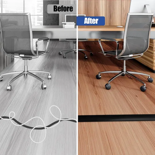Vista 5 de Cubierta autoadhesiva para cables de suelo, gestión de cables de 3.3 pies, protector de tira de extensión para cables, evita tropiezos de cables