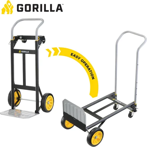 Vista 4 de Gorilla - Camión de mano de acero convertible resistente, capacidad de 600 libras Convertible steel hand truck for movers who need both an upright
