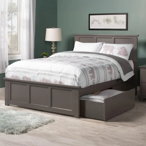 Vista 7 de AFI, Madison - Cama de plataforma de almacenamiento matrimonial con estribo a juego, color espresso