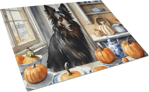 Vista 115 de Caroline's Treasures DAC1720LCB Affenpinscher - Tabla de cortar de vidrio con calabazas para cocina de otoño, grande, decorativa, de vidrio