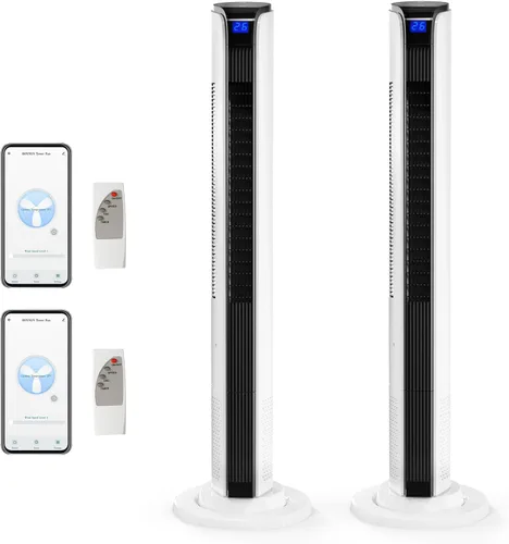 Vista 8 de ROVSUN Ventilador de torre sin aspas de 34 pulgadas con pantalla digital y control remoto, refrigeración turbo con 3 velocidades, temporizador de 9