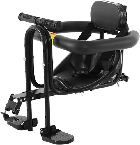 Vista 3 de Asiento delantero de bicicleta para niños con pedales y soporte para niños de 1 a 3 años de edad, sillín delantero estable portátil para bicicleta