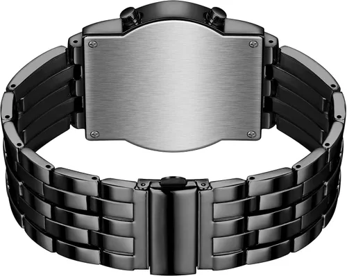Vista 31 de Binary Matrix Blue led - Reloj Digital para hombre, moda clásica y creativa, color negro chapado