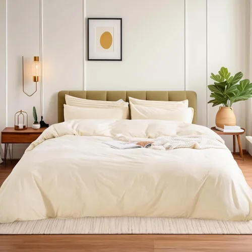 Vista 2 de NEXHOME PRO Funda de edredón Twin XL 100% algodón lavado, transpirable, duradera, texturizada, similar al lino, juego de ropa de cama para el hogar
