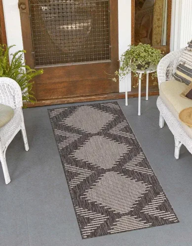 Vista 17 de Unique Loom Outdoor Modern Collection - Alfombra rectangular de 2 x 3 pies 1 pulgada, color azul y marfil