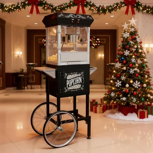 Vista 16 de Máquina comercial de palomitas de maíz con carrito, máquina de palomitas de maíz para cine con hervidor de 16 onzas, control de 3 interruptores