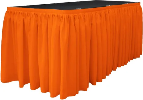 Vista 61 de LA Linen Falda de mesa de popelina de poliéster para mesas rectangulares, tela plisada para banquetes de boda, 14 pies por 29 pulgadas de largo
