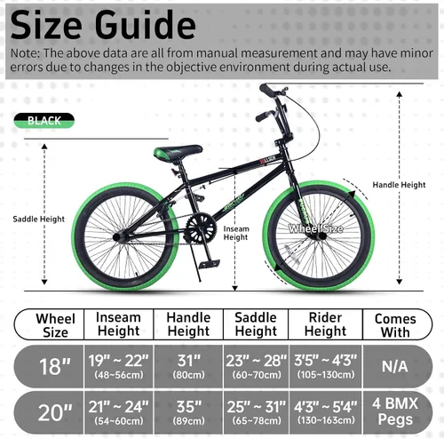 Vista 6 de vollsch Bicicletas BMX Freestyle de 18 y 20 pulgadas para adolescentes de 6 a 15 años de edad, niños, niñas, principiantes con palanca, varios